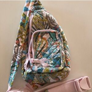 Vera Bradley recycled cotton crossbody mini backpack.